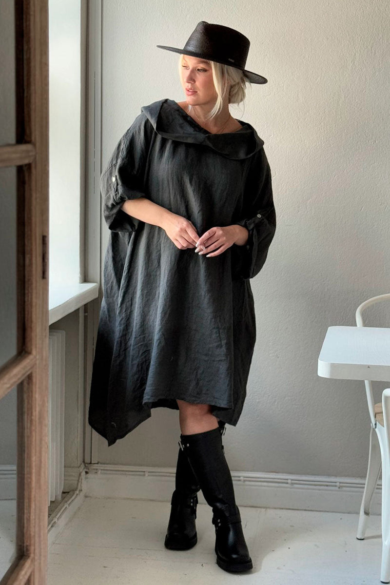 Long walk linen tunic, graphite