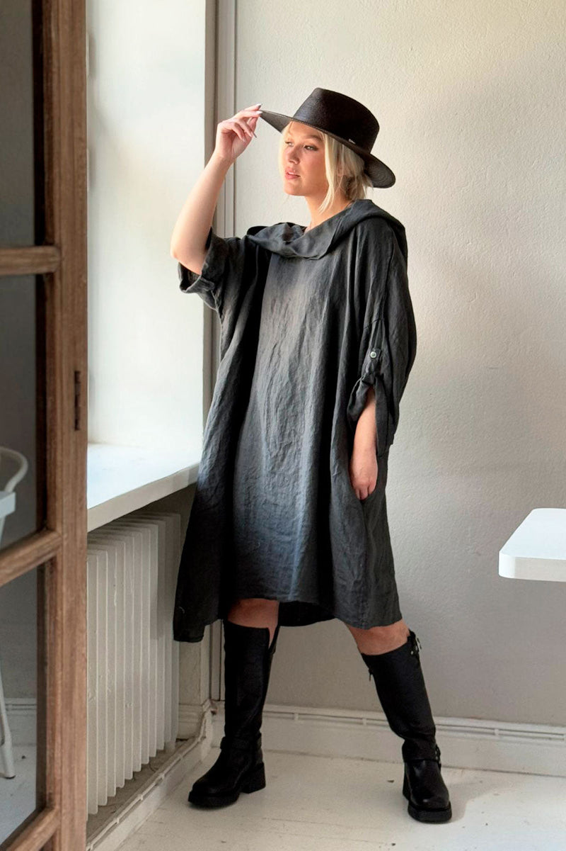 Long walk linen tunic, graphite