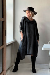 Long walk linen tunic, graphite