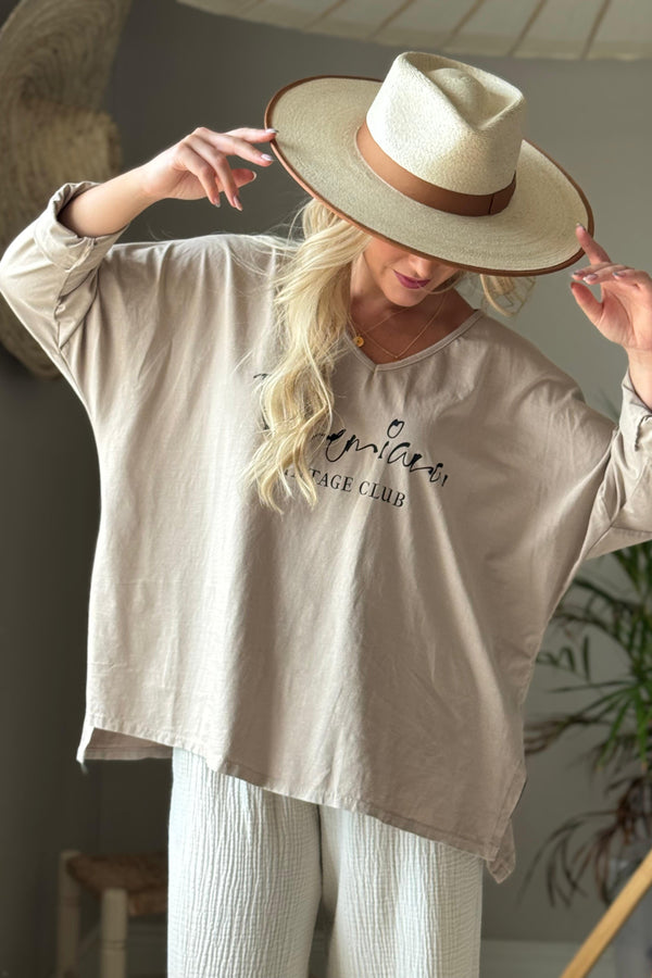 Bohemiana Vintage pitkähihainen t-paita, cashmere