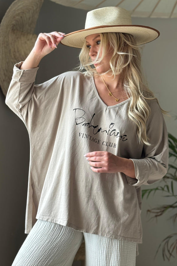 Bohemiana Vintage pitkähihainen t-paita, cashmere