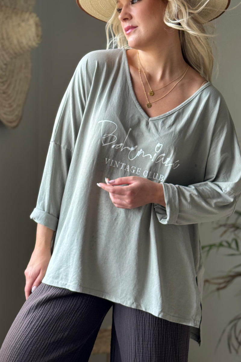 Bohemiana Vintage pitkähihainen t-paita, taupe