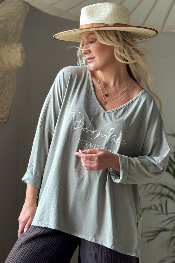 Bohemiana Vintage pitkähihainen t-paita, taupe