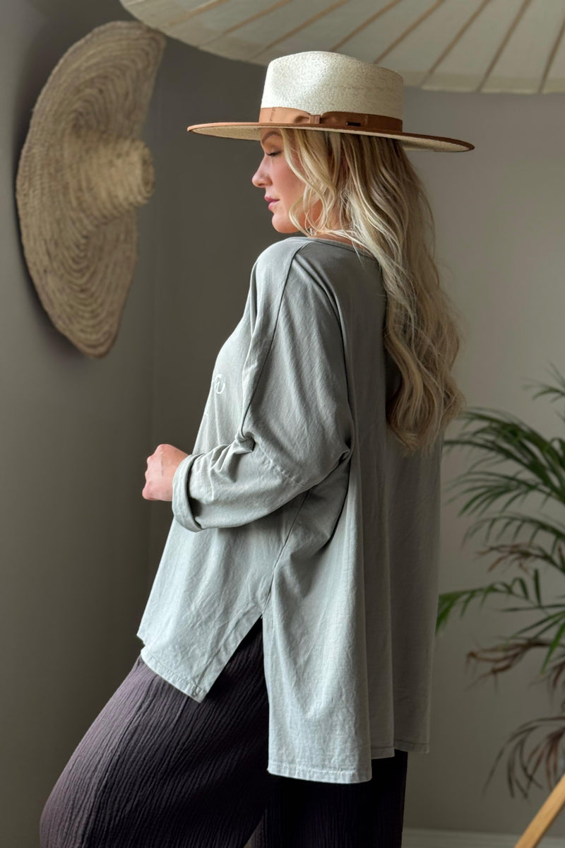 Bohemiana Vintage pitkähihainen t-paita, taupe