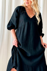 Louella cotton dress, black