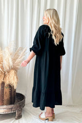 Louella cotton dress, black