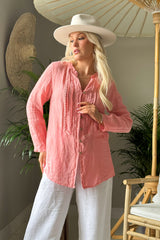 Louie linen shirt, peach