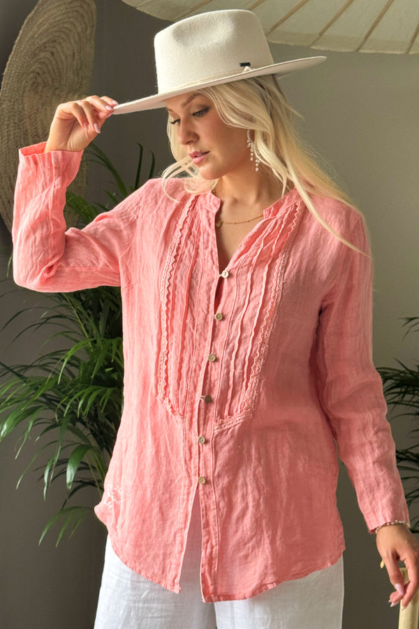 Louie linen shirt, peach