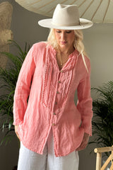 Louie linen shirt, peach