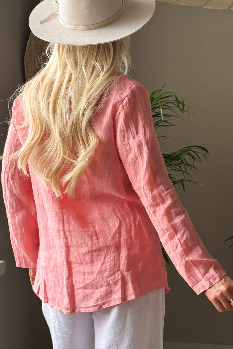 Louie linen shirt, peach