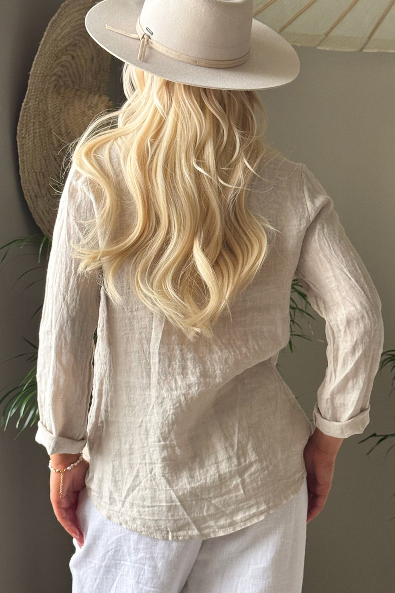 Louie linen shirt, sand
