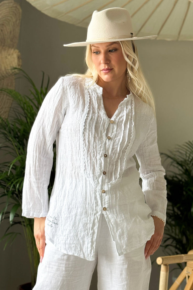 Louie linen shirt, white