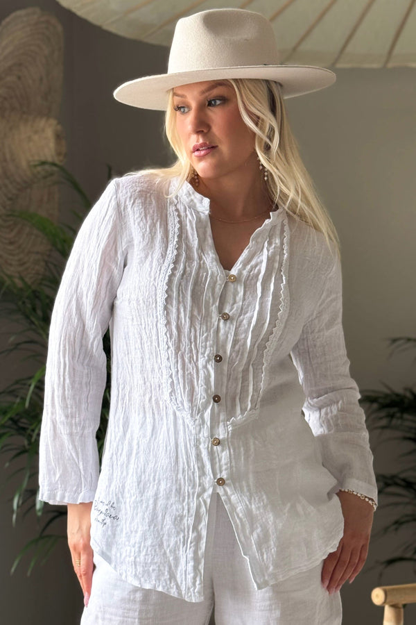Louie linen shirt, white