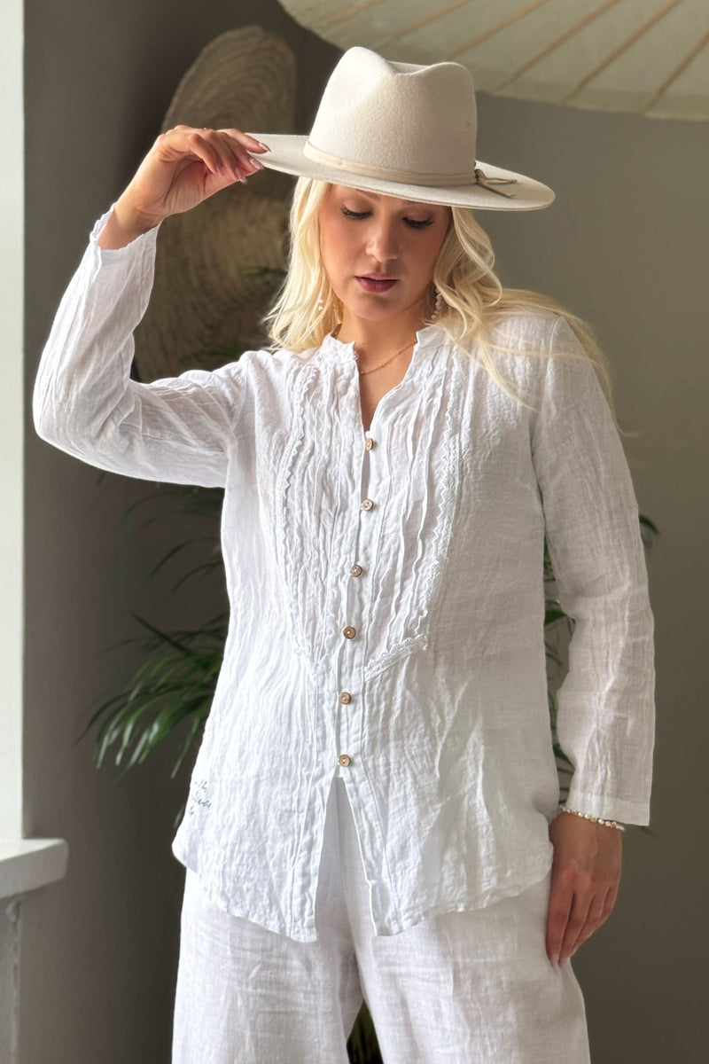 Louie linen shirt, white