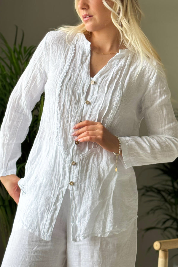 Louie linen shirt, white