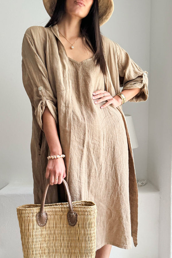 Louisa linen jacket, savanna