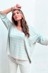 Lovely day cotton shirt, beige blue
