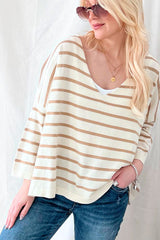 Lovely day cotton shirt, caramel stripe