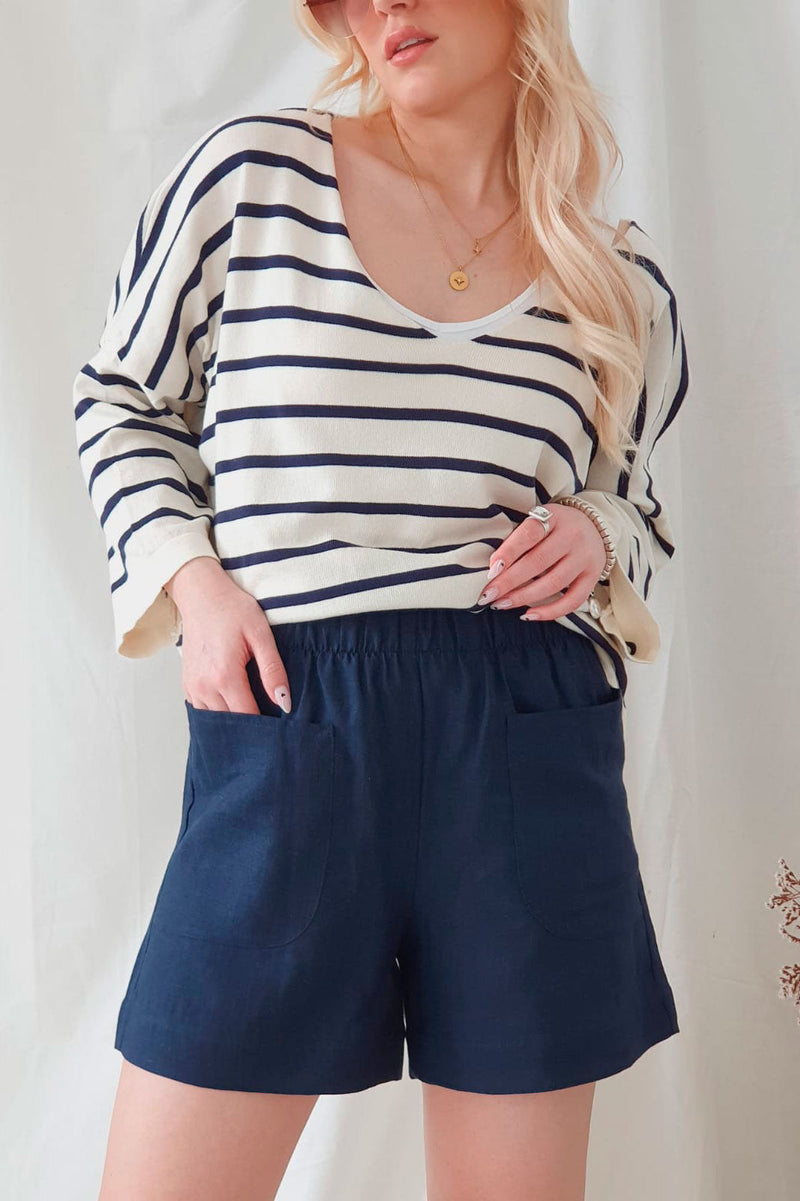 Lovely day cotton shirt, navy stripe