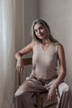 Lovie ribbed knit top, beige