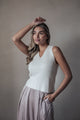 Lovie ribbed knit top, off white