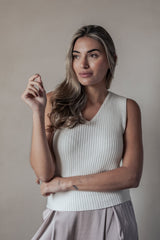 Lovie ribbed knit top, off white
