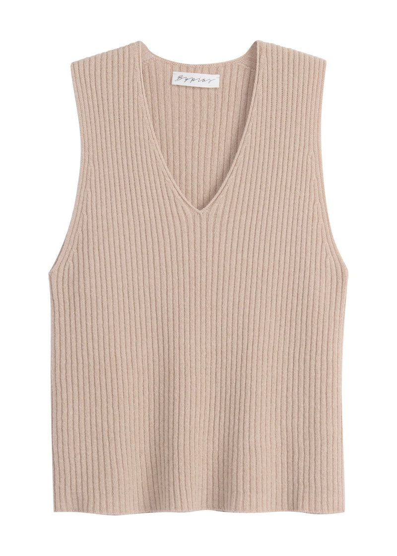 Lovie ribbed knit top, beige