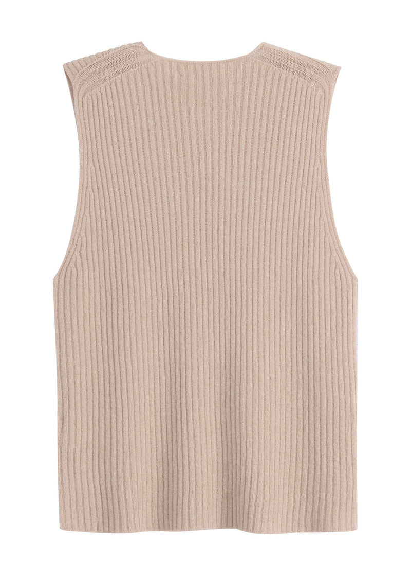 Lovie ribbed knit top, beige