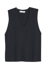 Lovie ribbed knit top, black