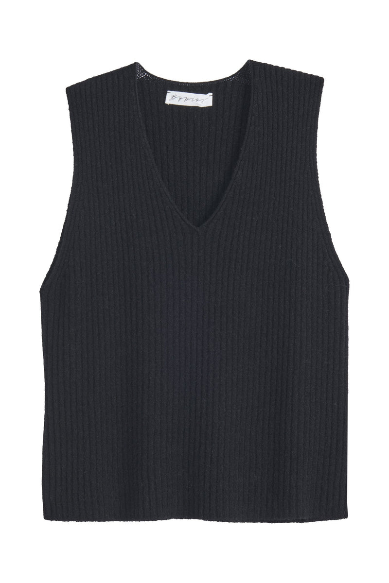 Lovie ribbed knit top, black
