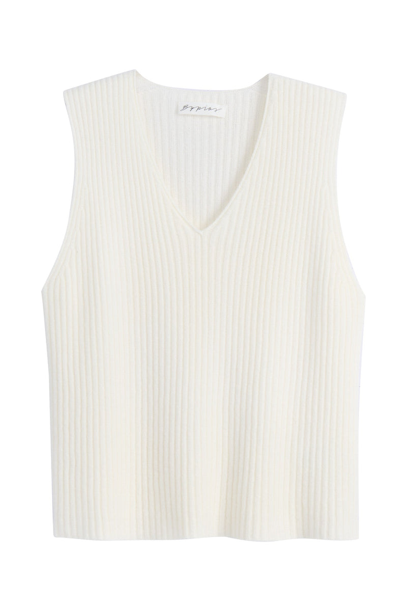 Lovie ribbed knit top, off white