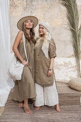 Maddalena linen dress, savanna