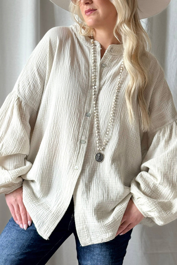Maddie cotton shirt, sand
