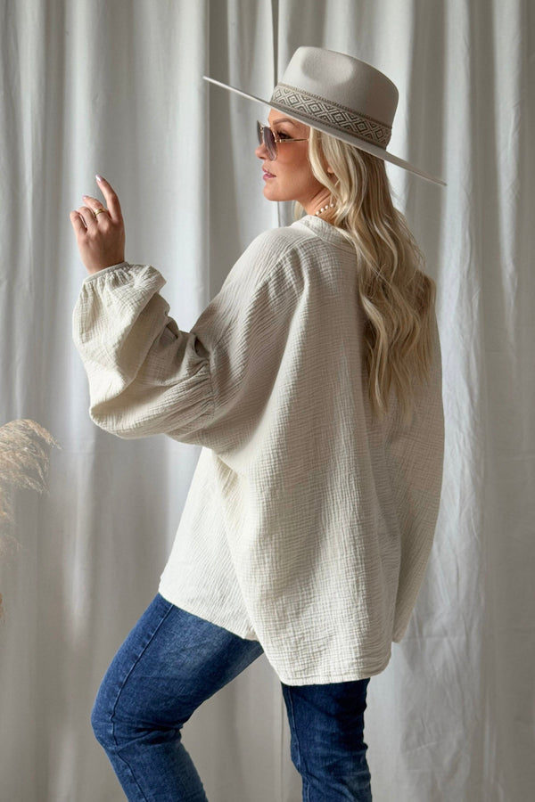 Maddie cotton shirt, sand
