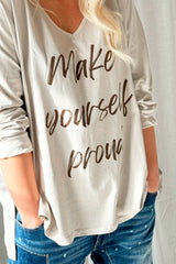 Make yourself proud long-sleeved t-shirt, beige