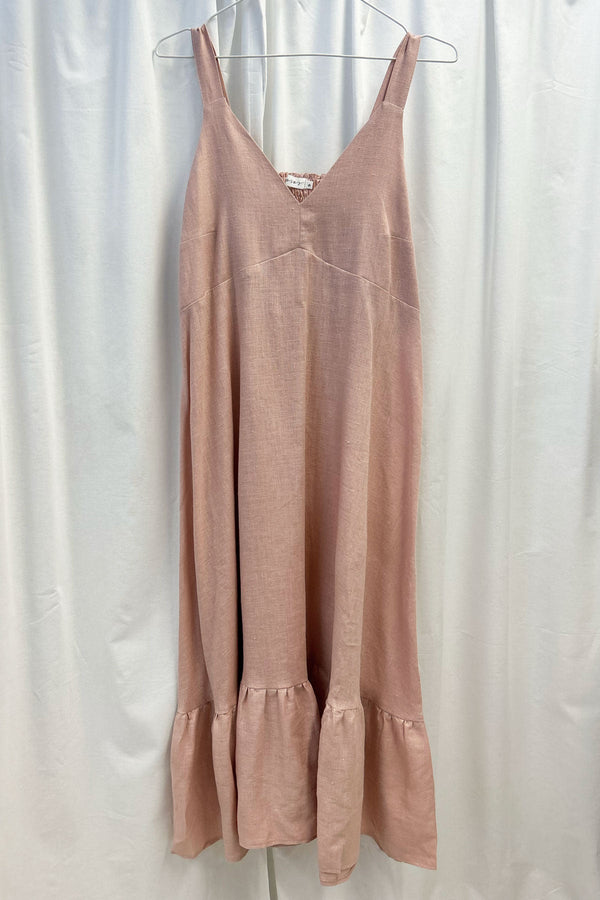 Malibu linen dress, sorbet pink