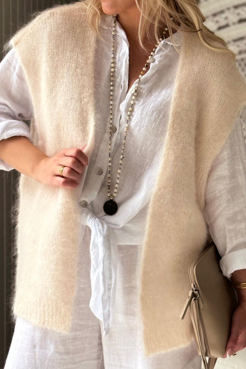 Mallora mohair vest, off white