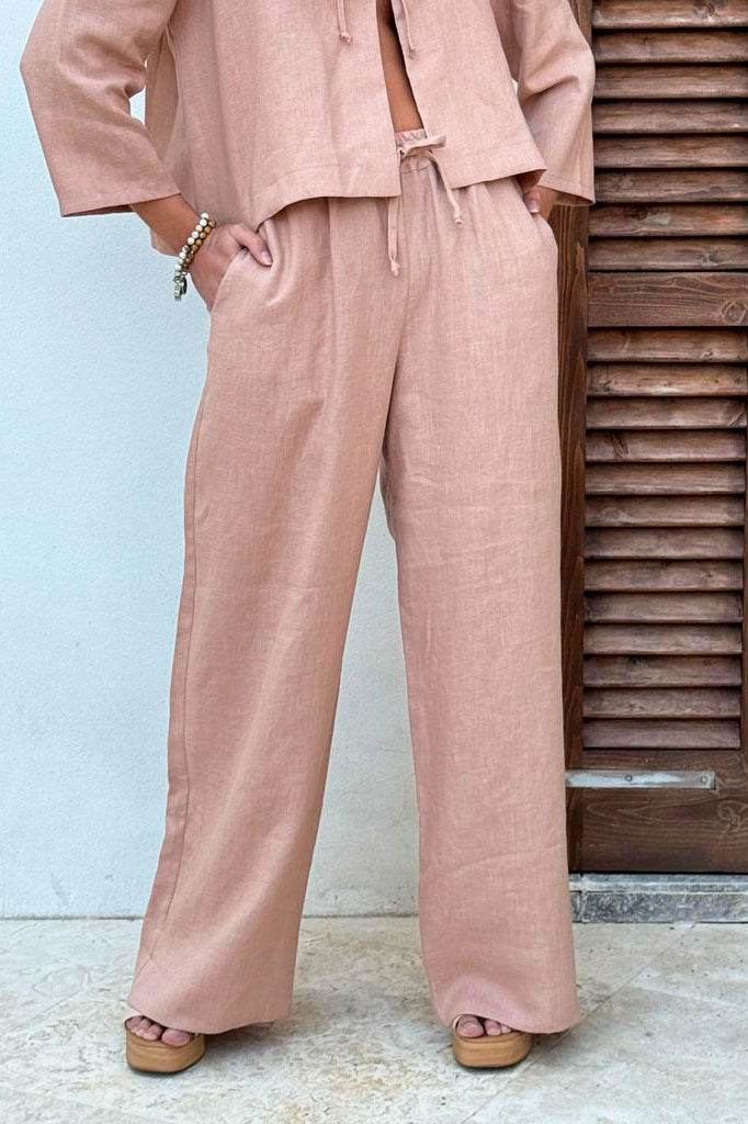 Mallorca linen pants, powder