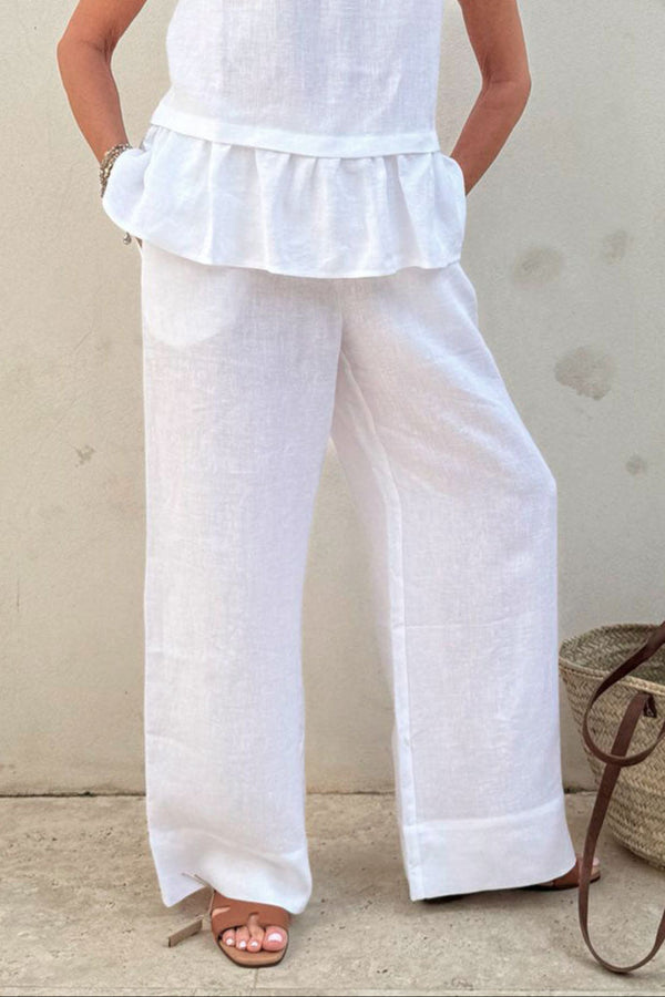 Mallorca linen pants, white