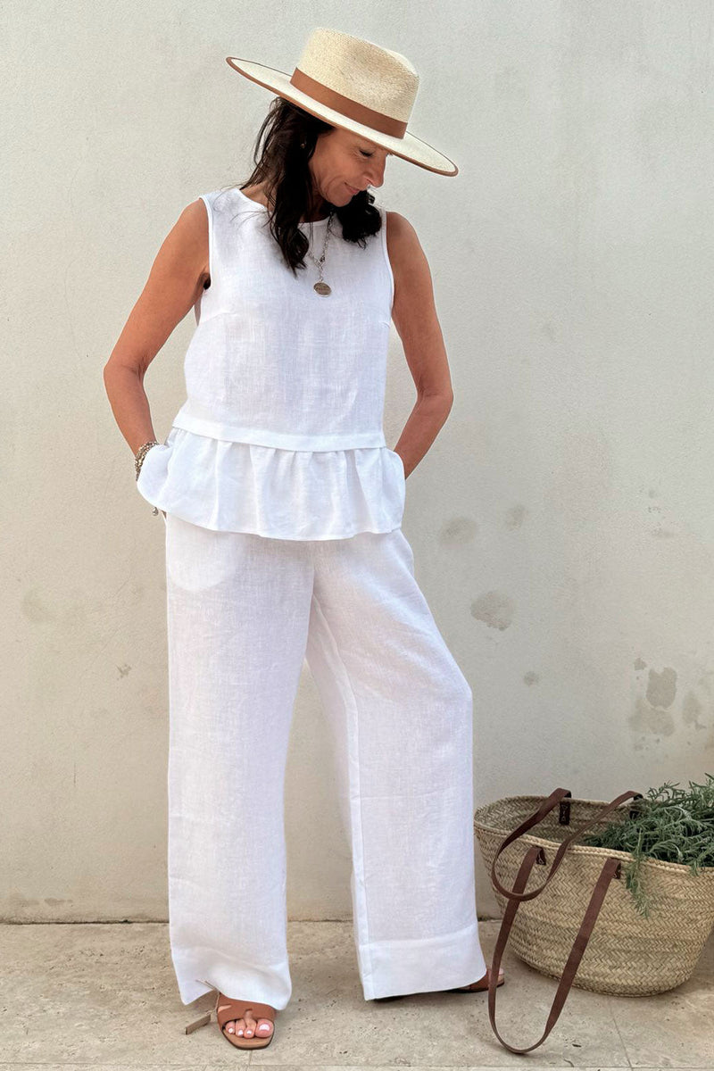 Mallorca linen pants, white