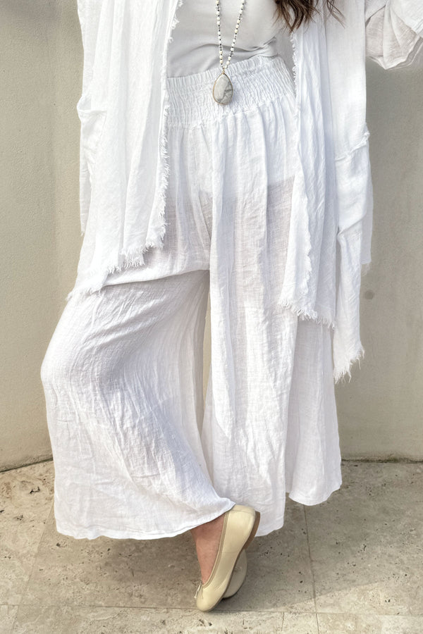 Mallory linen pants, white