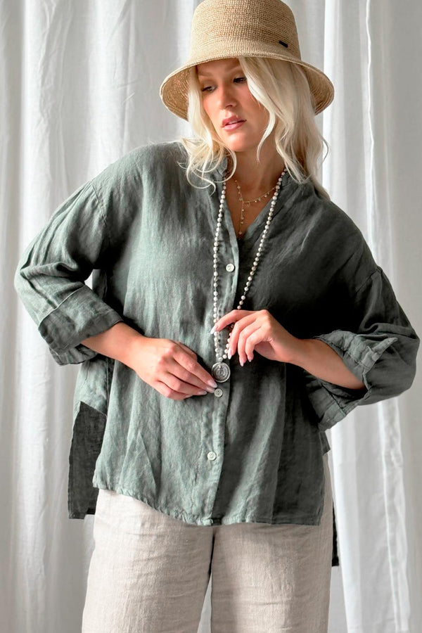 Margot linen shirt, camo