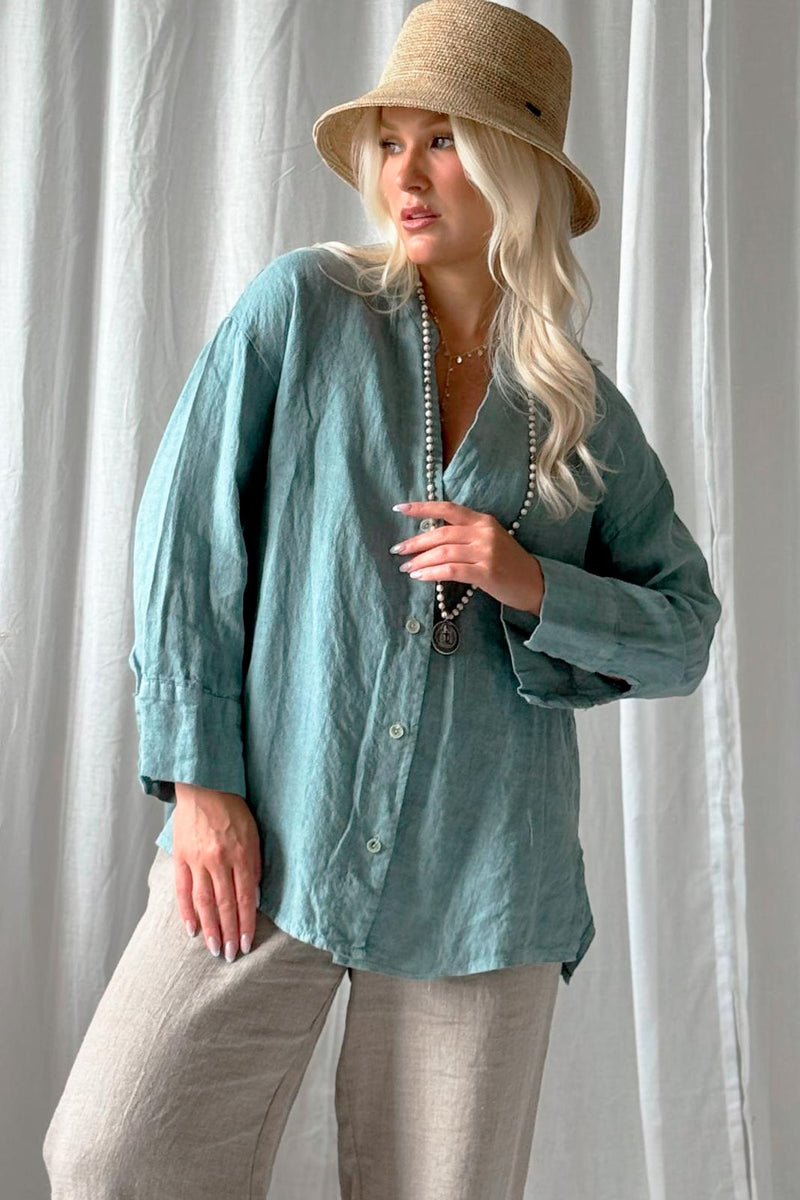 Margot linen shirt, ocean