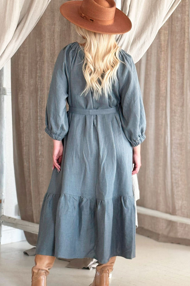 Marilys linen dress, Smokey blue