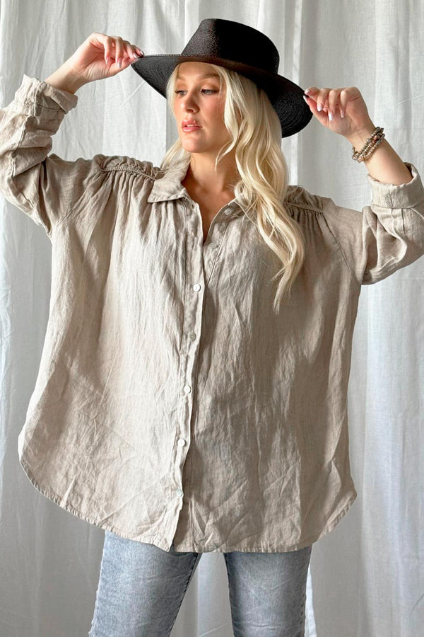 Marsa linen shirt, cashmere