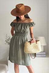 Marsinia linen dress, camo green