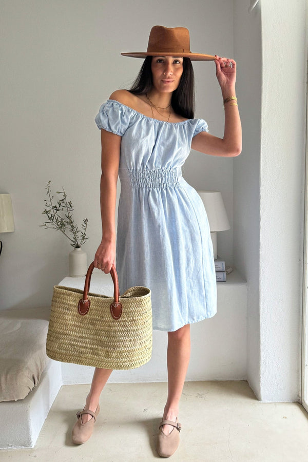 Marsinia linen dress, oxford blue
