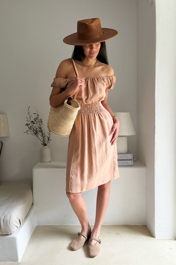 Marsinia linen dress, powder