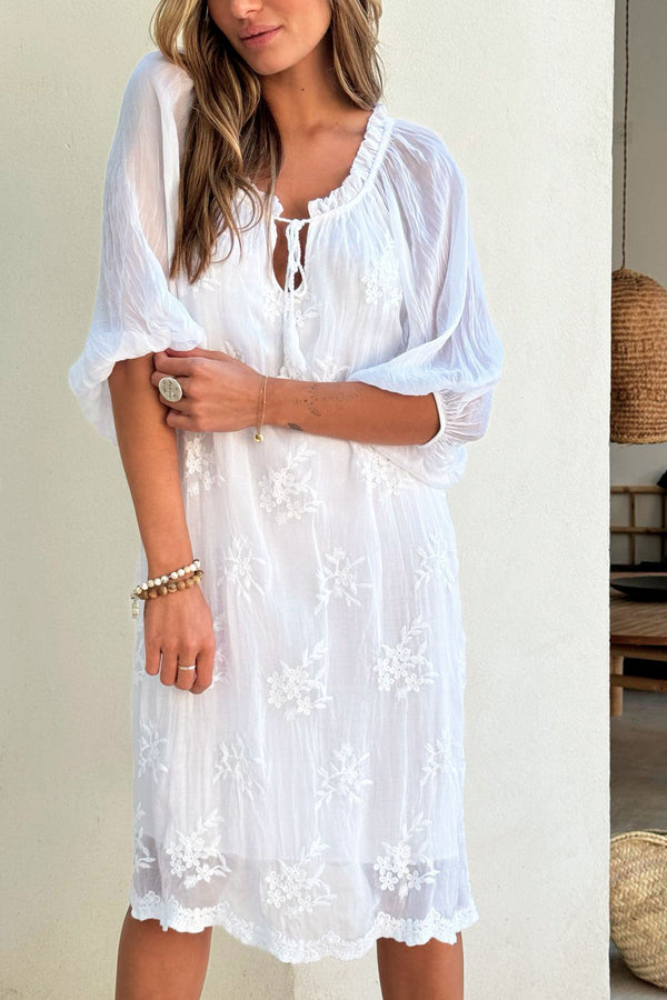 Meredith silk blend dress, white