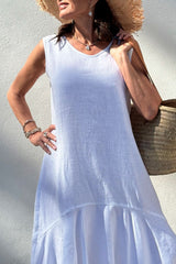 Midsummer linen dress, white